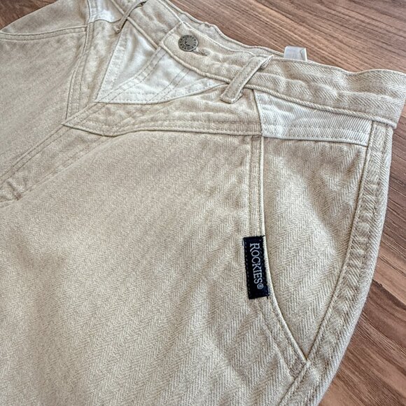 Vintage Rockies Highrise Wheat Beige Pinstripe Western Yoke Jeans (11/12) - Picture 4 of 11